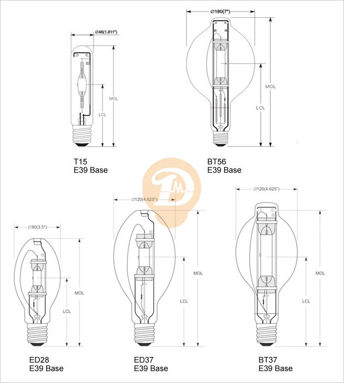 High Power ED28/BT56 Metal Halide Lamp